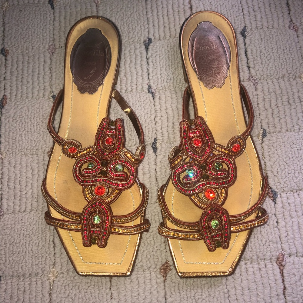 Rene Caovilla Embellished Slide Sandals 35